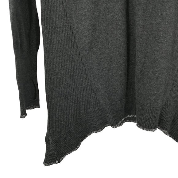 Athleta Long Sleeve Tunic Top Size XS Gray Silver Metallic Thumb Holes Sweater - Picture 5 of 12